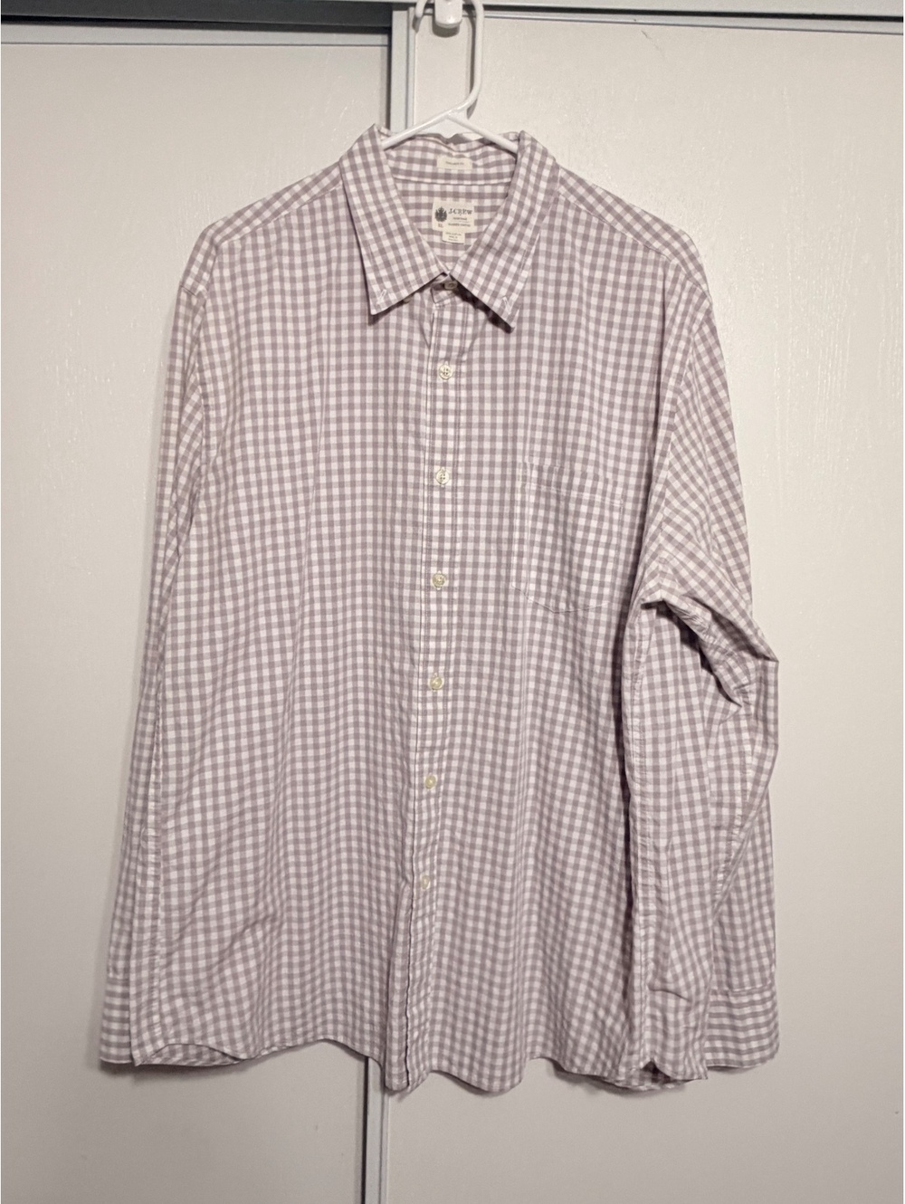 J.Crew Men’s XL Tailored Fit Purple Gingham Check Long Sleeve Cotton Shirt